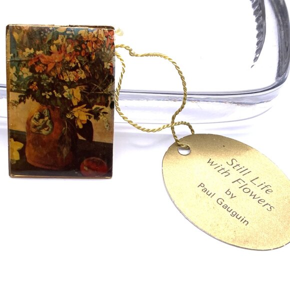 Vintage Enameled Pin  Paul Gauguin's Still Life w/Flowers  by Da Vinci Brand NWT - Picture 3 of 3